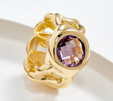 Oro Nuovo 14K Gold Over Resin Faceted Amethyst Gemstone Ring Size 8